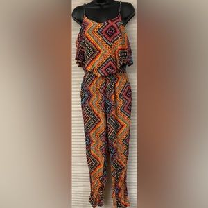 Easel Colorful BOHO Jumpsuit Romper with Spaghetti Straps NEW Size SMALL